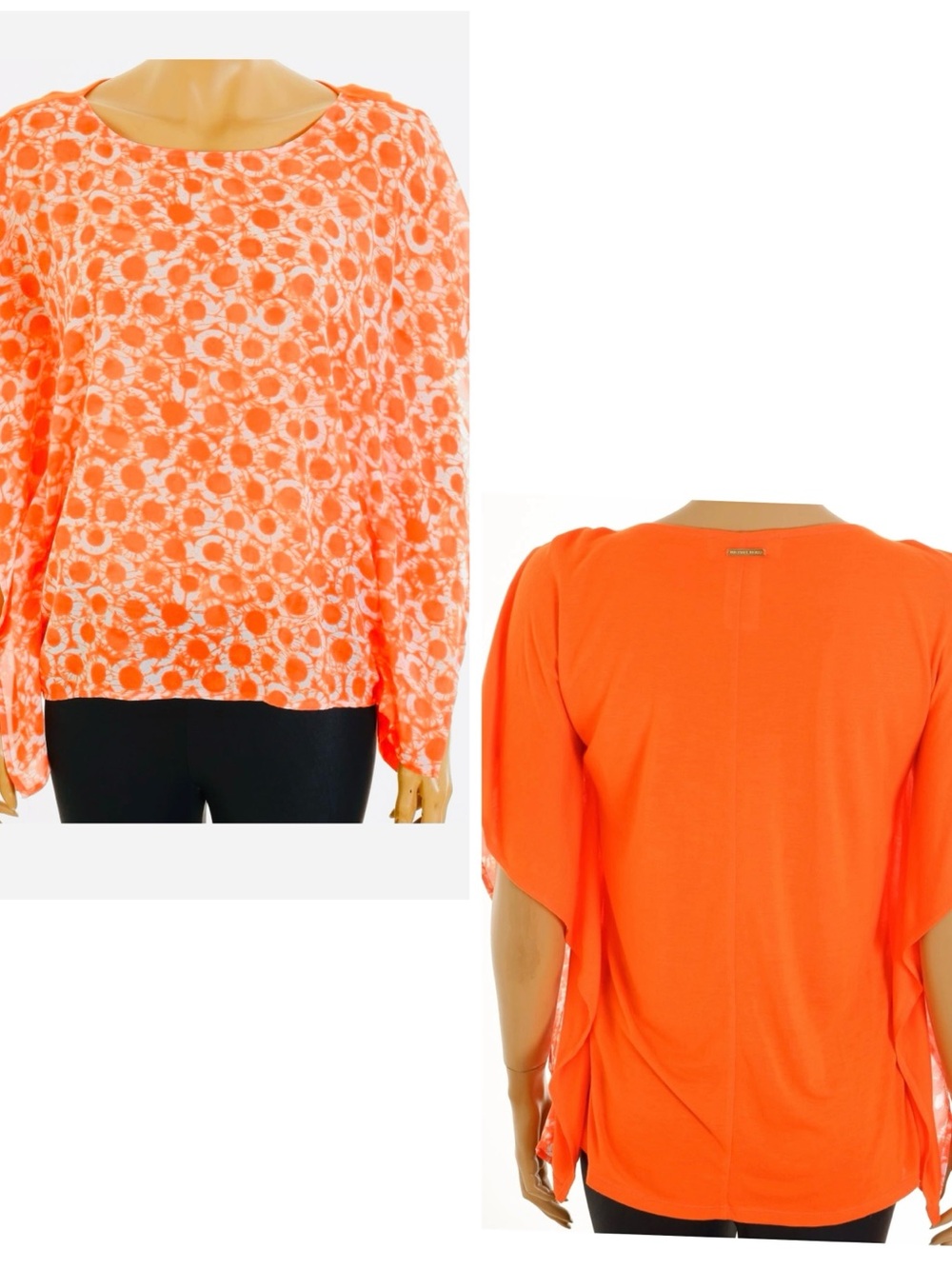 MICHAEL KORS Orange & White Tunic Top